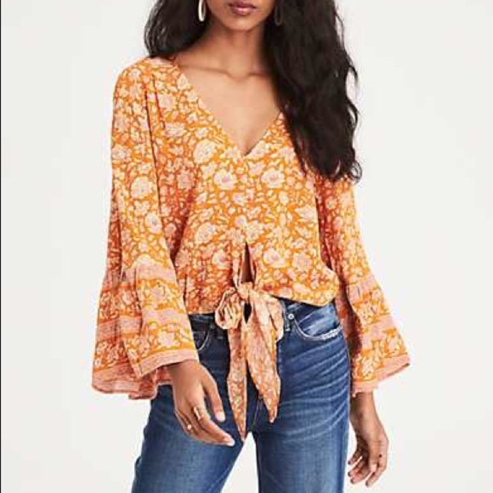 american eagle tie front blouse